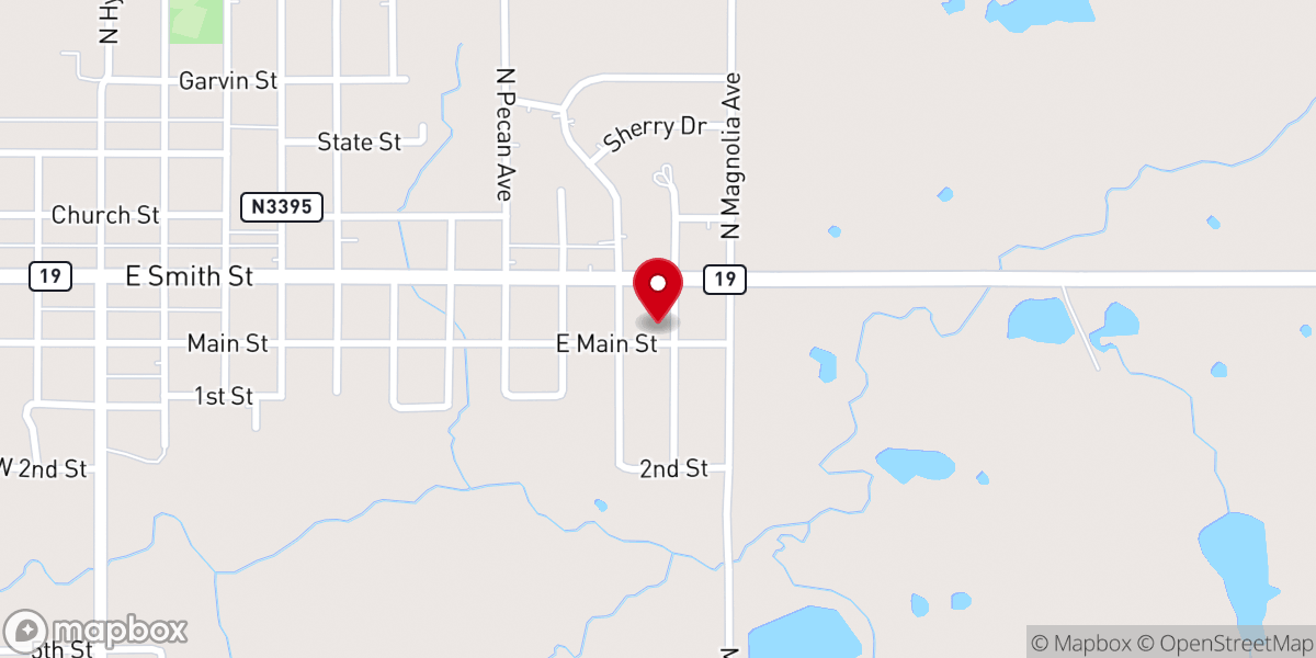 Map showing location of East Main Church of Christ