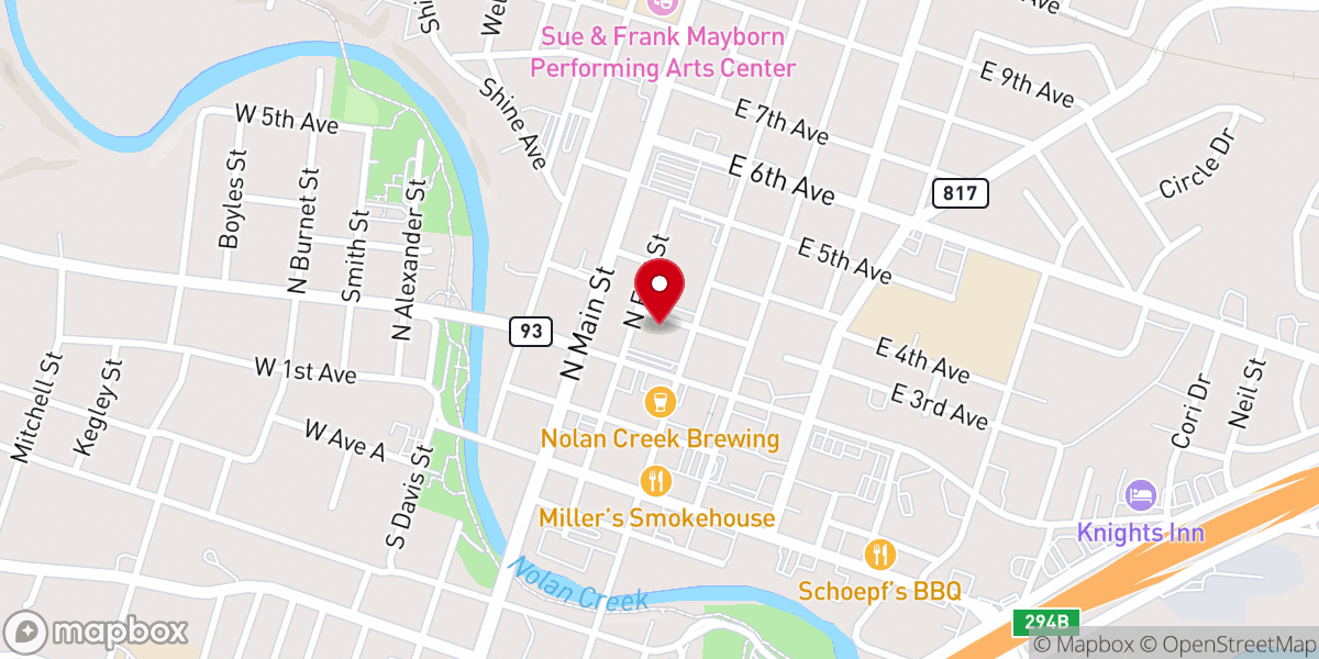 Map showing location of Belton First United Methodist Church