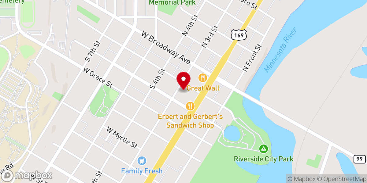 Map showing location of St. Peter Area Food Shelf