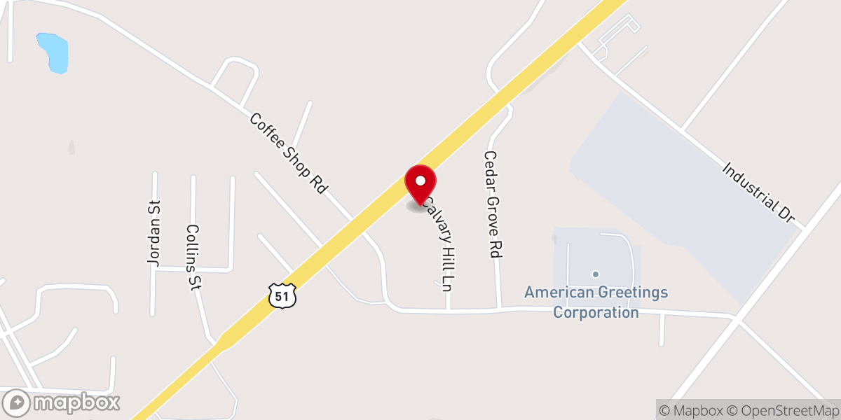 Map showing location of Calvary Hill Baptist Church