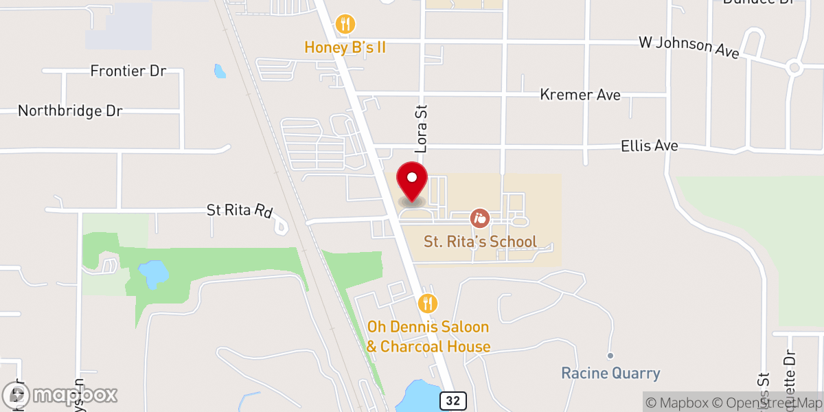 Map showing location of St Rita's Catholic Church