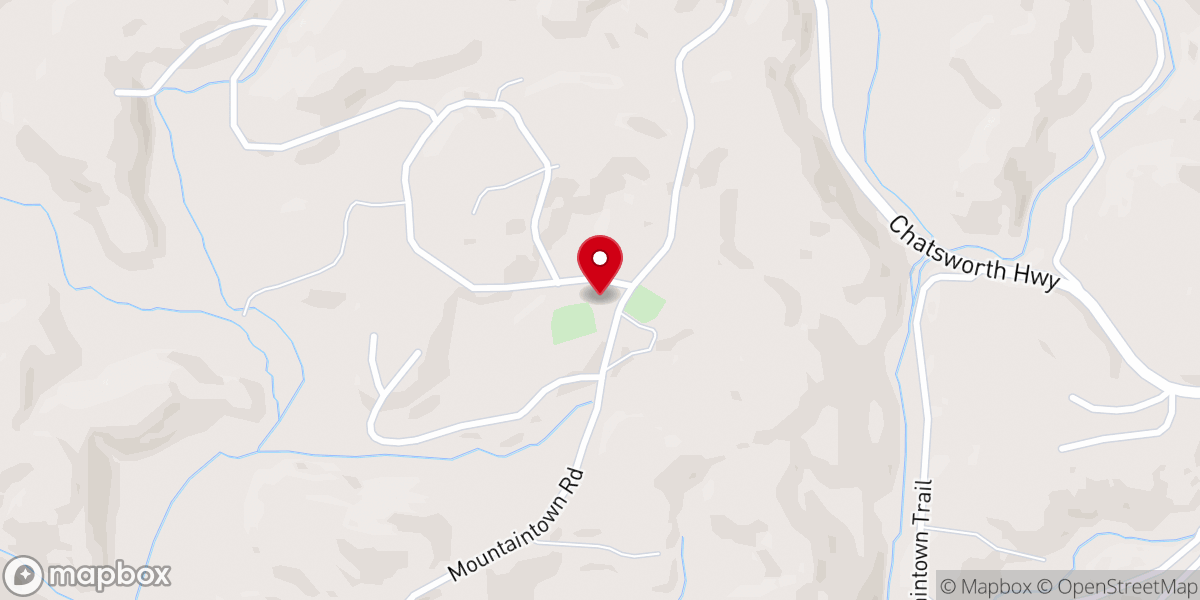 Map showing location of Mountaintown Baptist Church