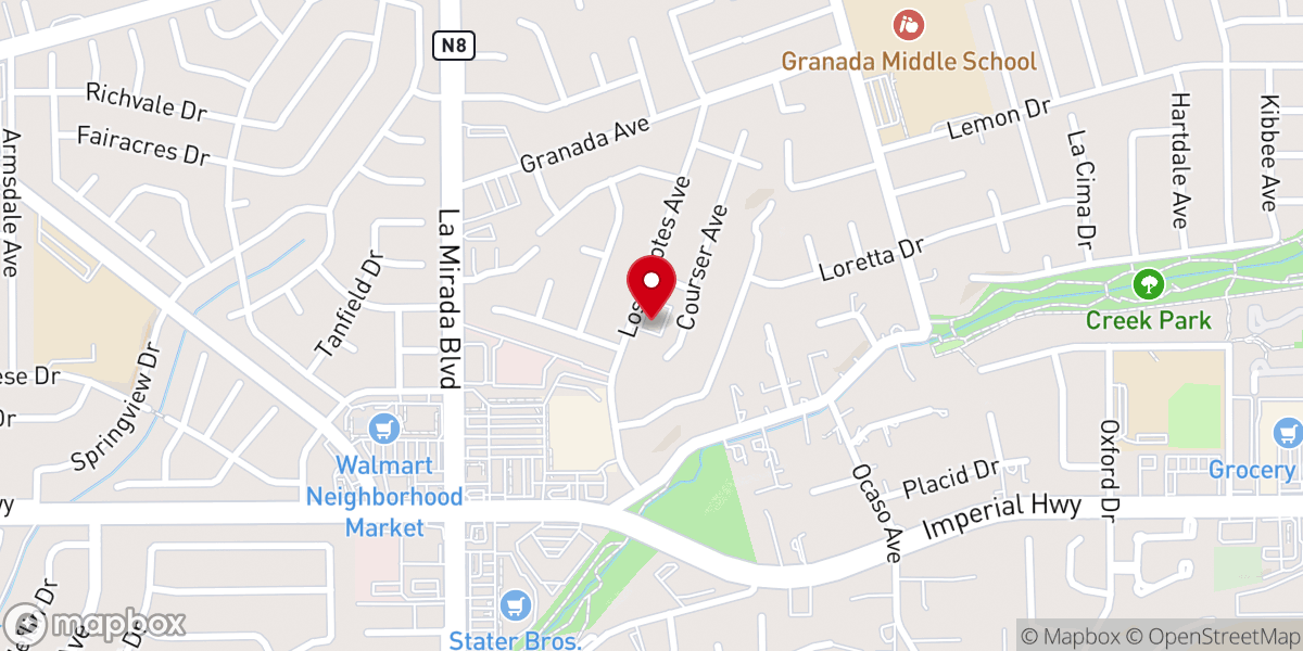 Map showing location of La Mirada Christian Church