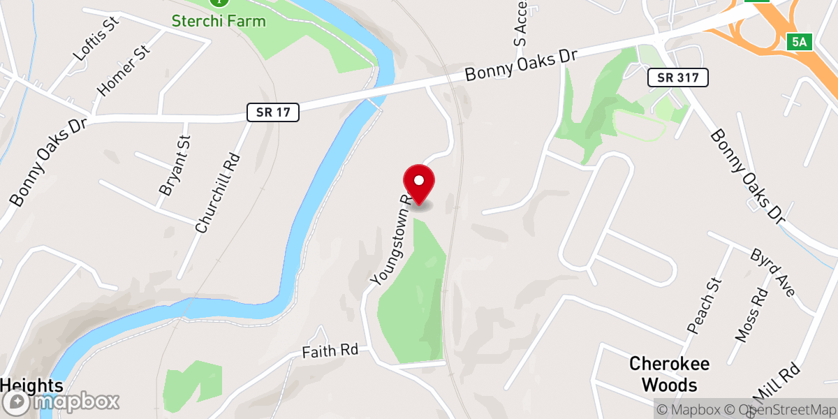 Map showing location of Harmony Baptist Church