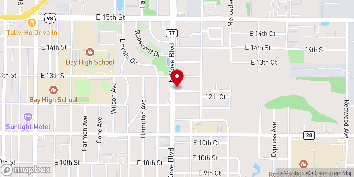 Map showing location of Pentecostal Temple COGIC