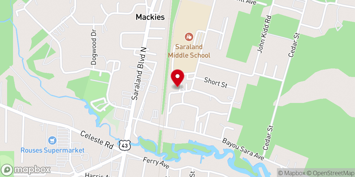 Map showing location of Saraland AOH Church of God