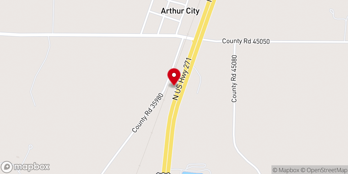 Map showing location of Arthur City Baptist Church
