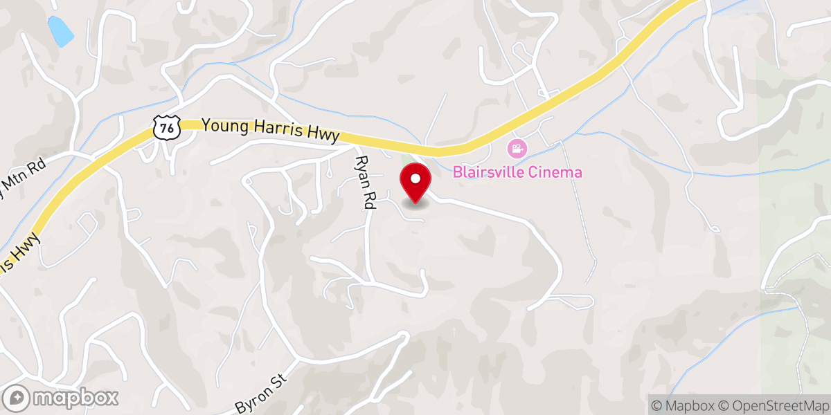 Map showing location of Zebulon Baptist Church