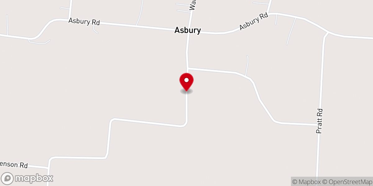 Map showing location of Asbury United Methodist Church