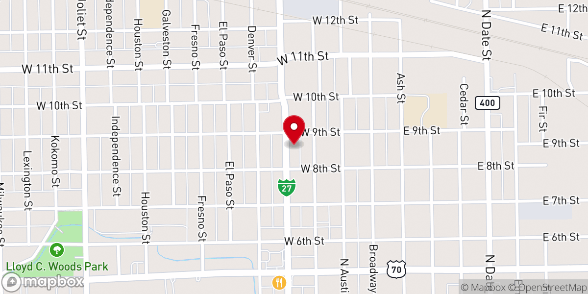 Map showing location of Ninth and Columbia Church of Christ