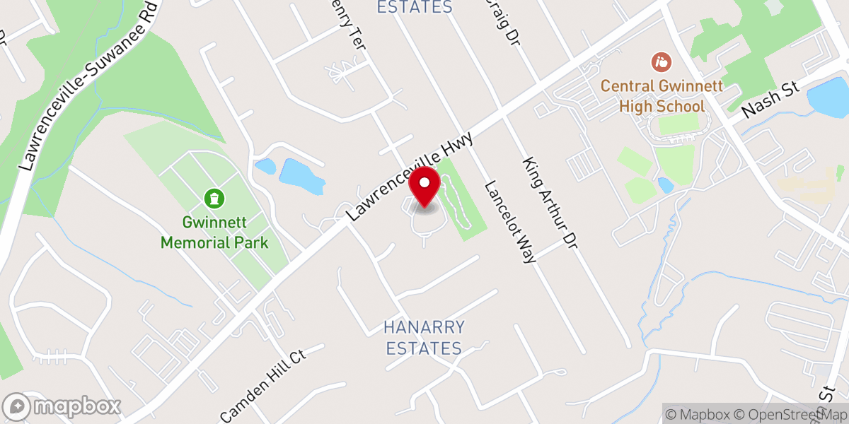 Map showing location of Lawrenceville Presbyterian Church