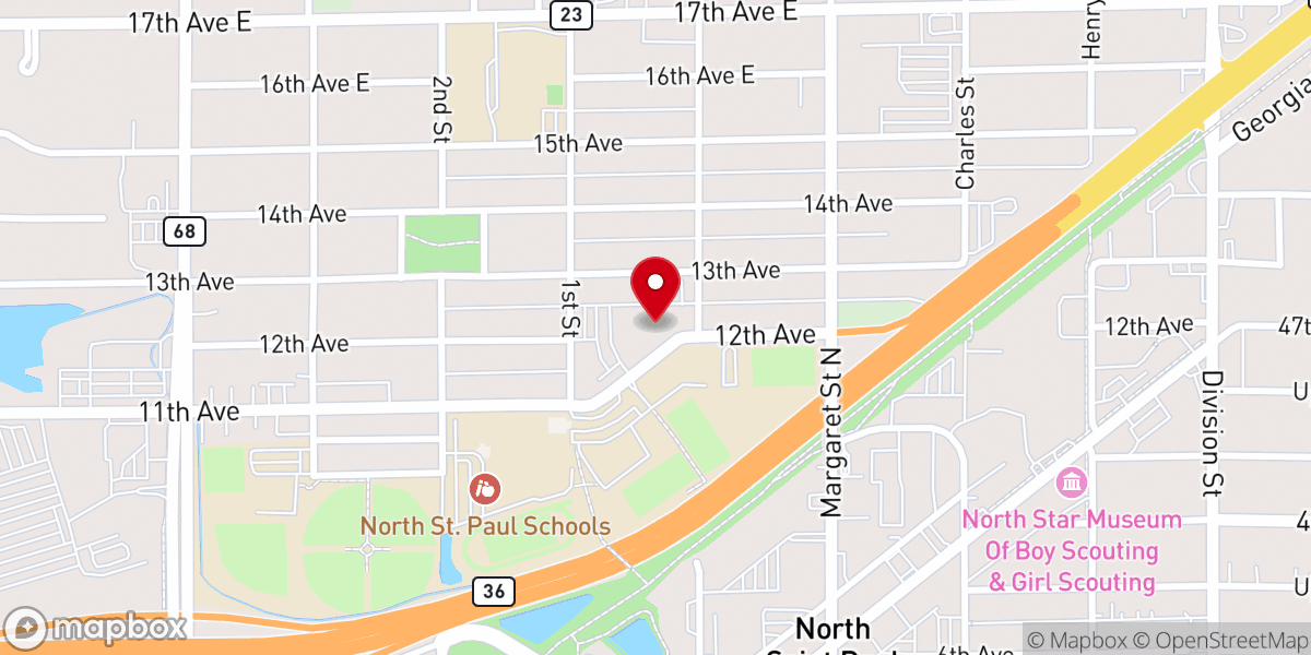 Map showing location of Saint Mark's Evangelical Lutheran Church