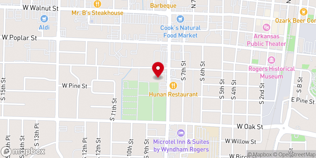 Map showing location of Misión Evangélica Apostóles y profetas Roger Arkansas