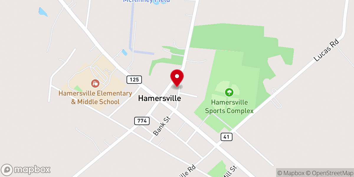 Map showing location of Bible Chapel United Church
