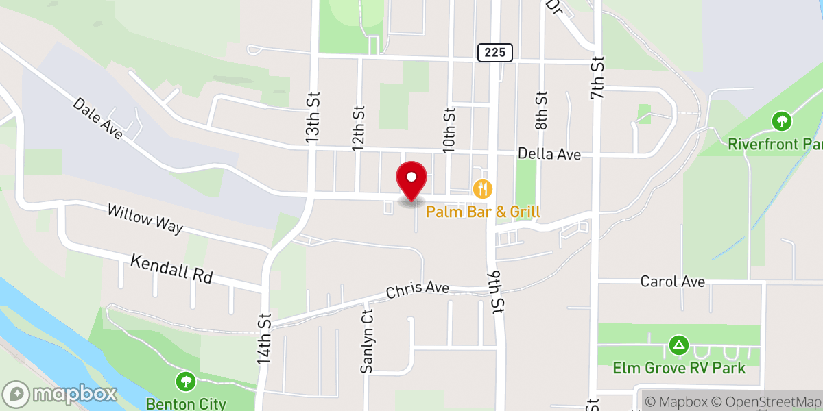 Map showing location of Benton City City Hall