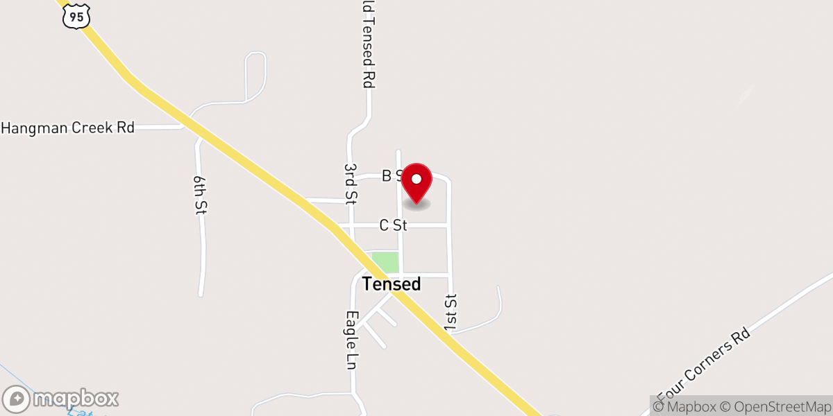 Map showing location of Tensed Community Church