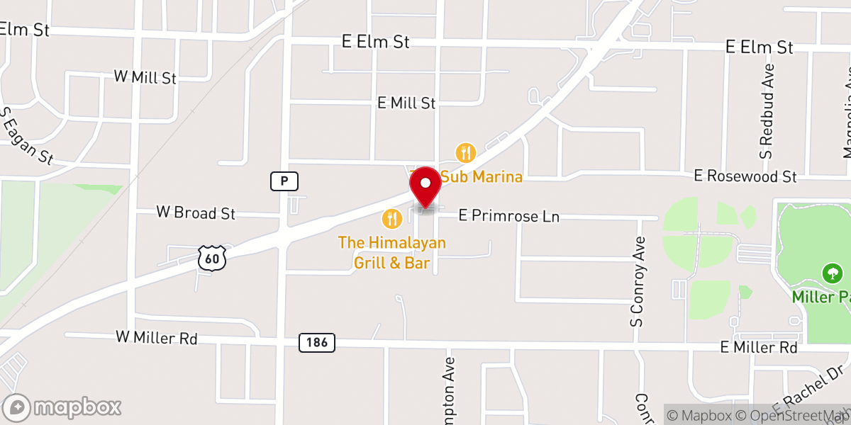 Map showing location of S&L Donuts