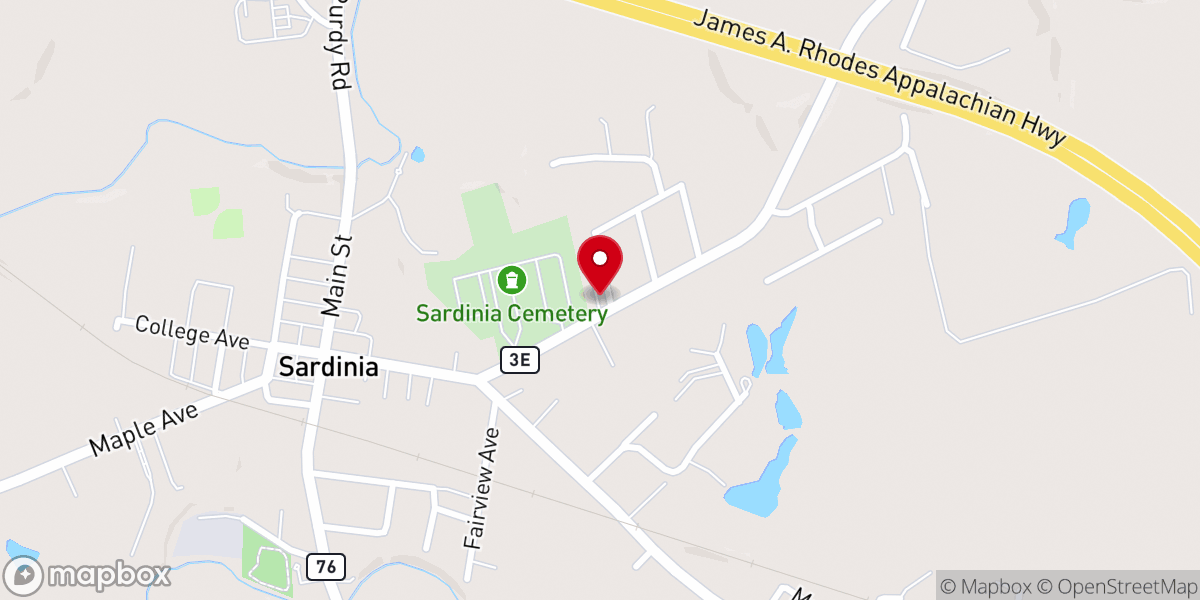 Map showing location of Sardinia Church of the Nazarene