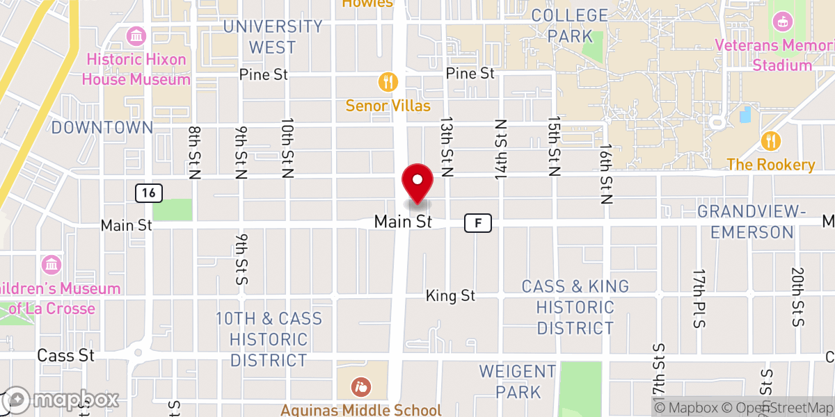 Map showing location of First Baptist Church Of La Crosse