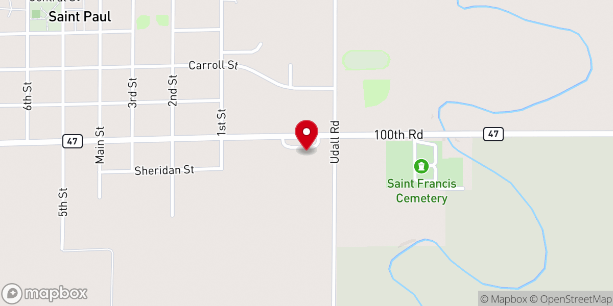 Map showing location of Osage Mission - Neosho County Museum