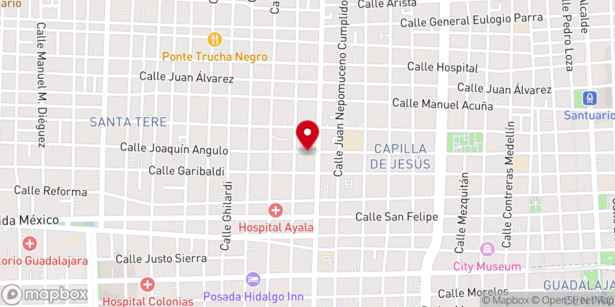 Map showing location of Iglesia Bautista Fundamental De Guadalajara