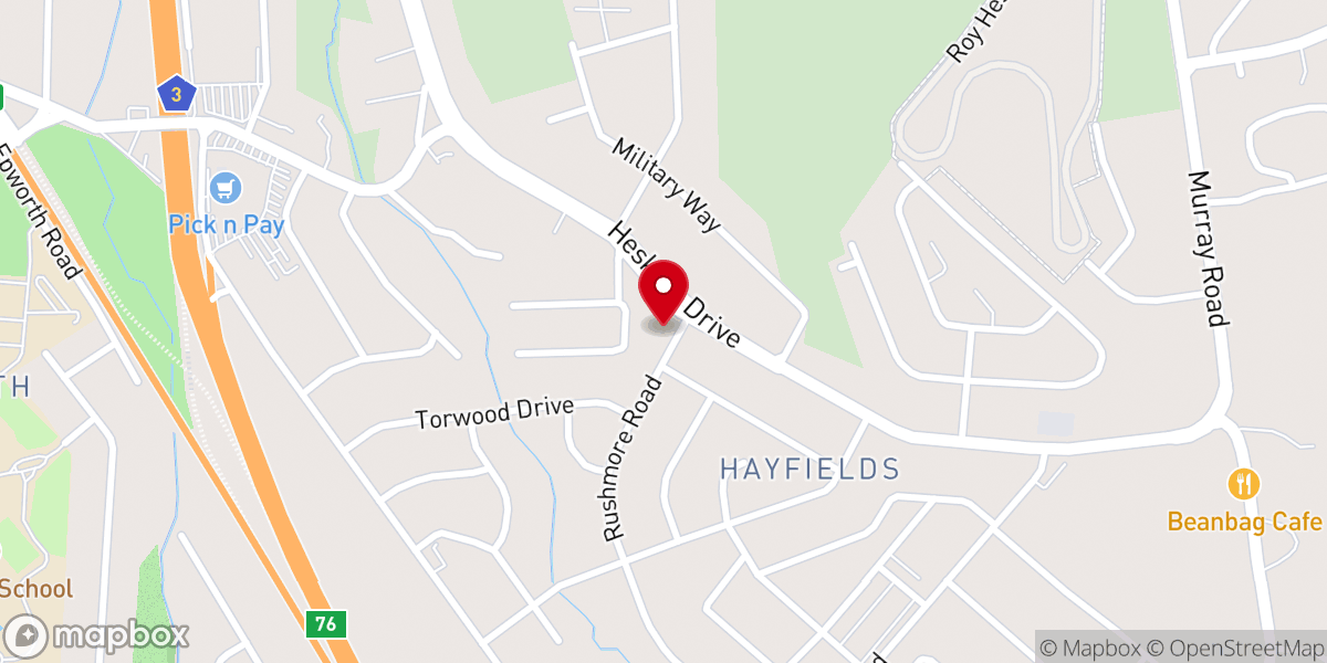 Map showing location of The Old Apostolic Church (South Africa) Hayfields Community