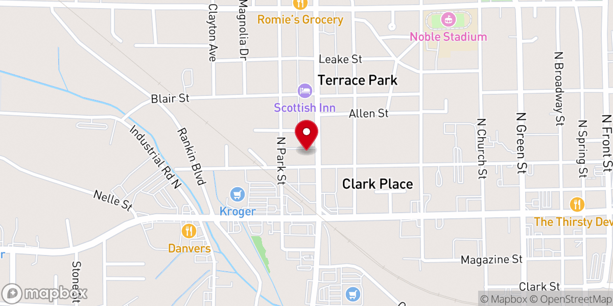 Map showing location of Gloster Street Church of Christ