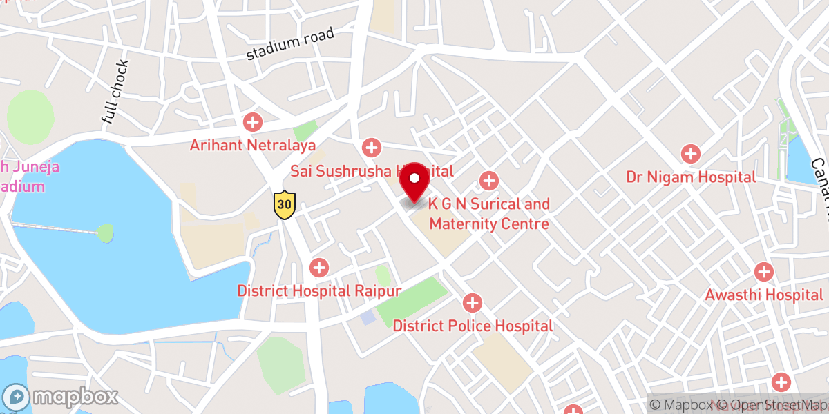 Map showing location of Grace Church Bhavan police ground bairan bazar Raipur Chhattisgarh C. N. I