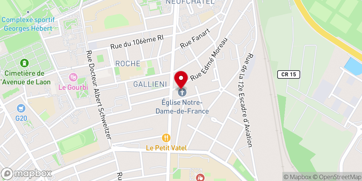 Map showing location of Église Notre-Dame de France, Reims, France