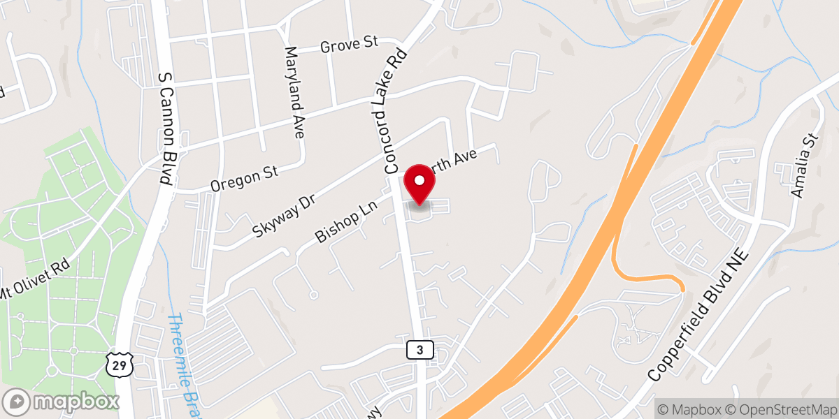 Map showing location of Kannapolis Church of Christ