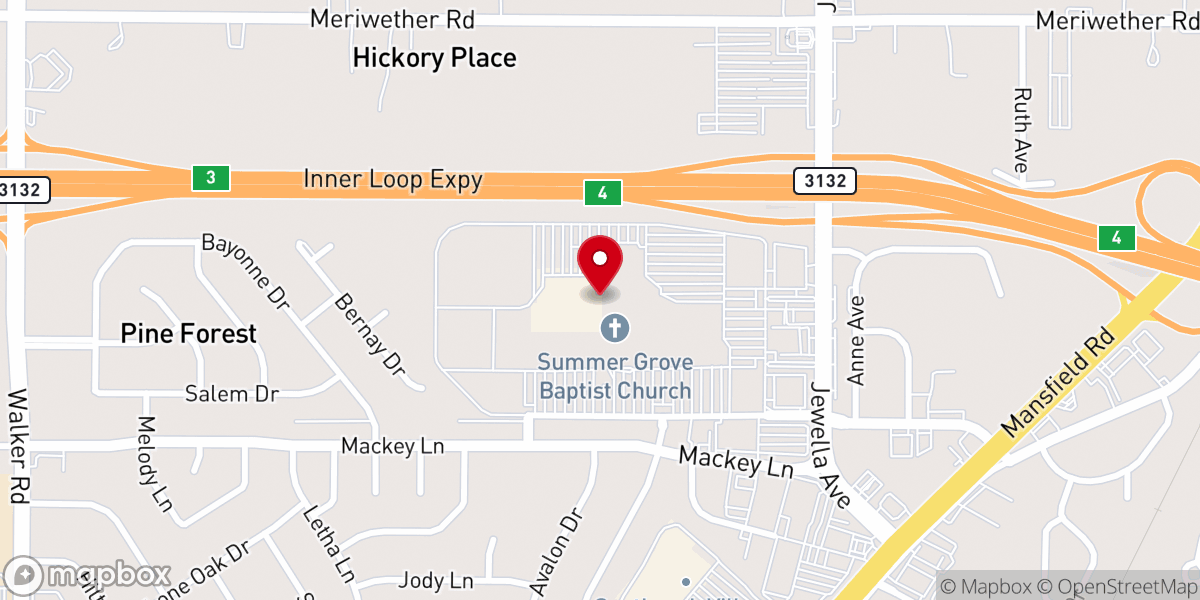 Map showing location of Summer Grove Baptist Church