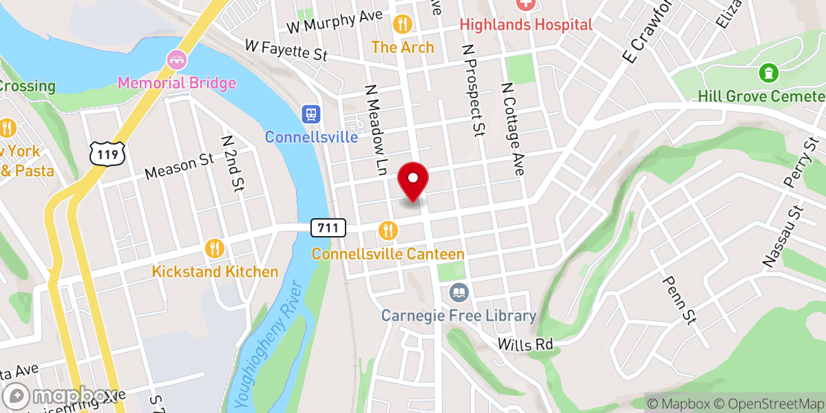 Map showing location of Connellsville Area Community Ministries