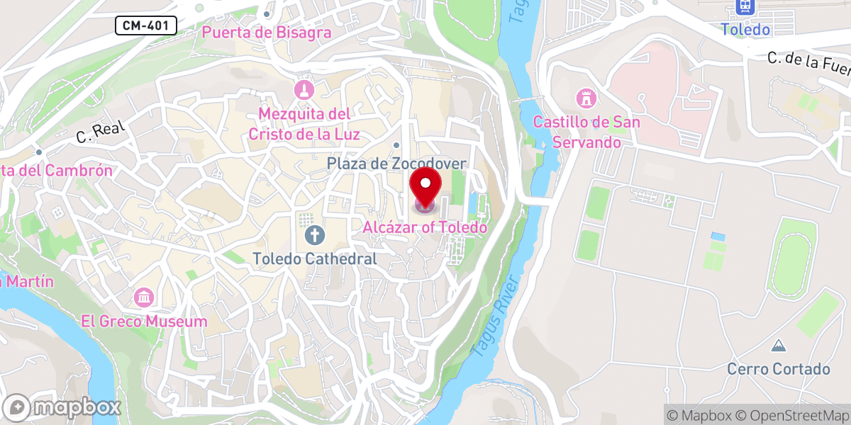 Map showing location of Alcázar de Toledo