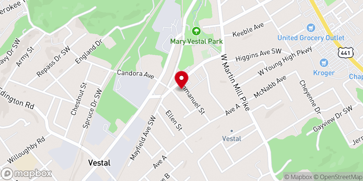 Map showing location of Immanuel Baptist Church