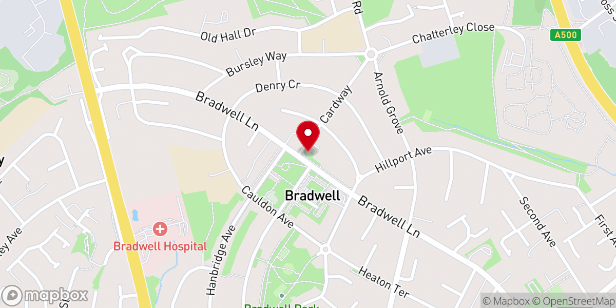 Map showing location of Bradwell Methodist Church