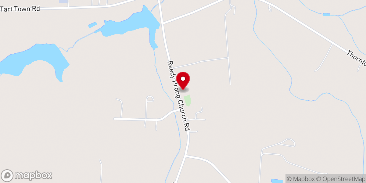 Map showing location of Reedy Prong Church