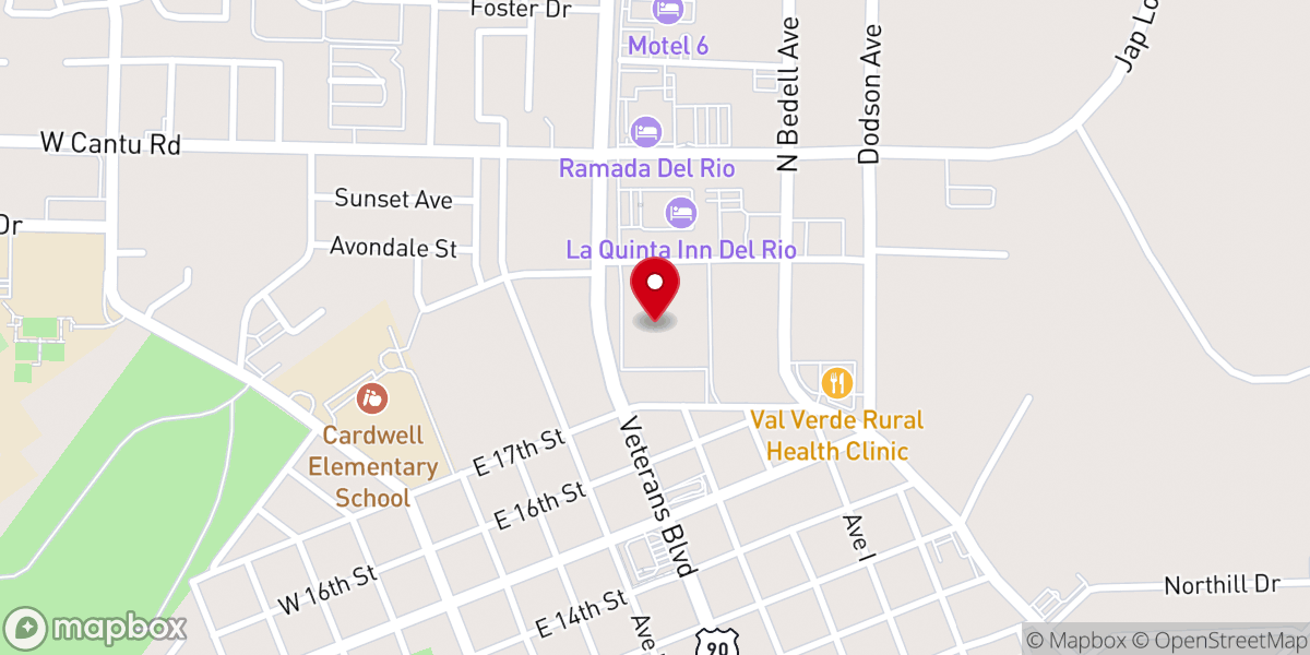 Map showing location of Del Rio Civic Center