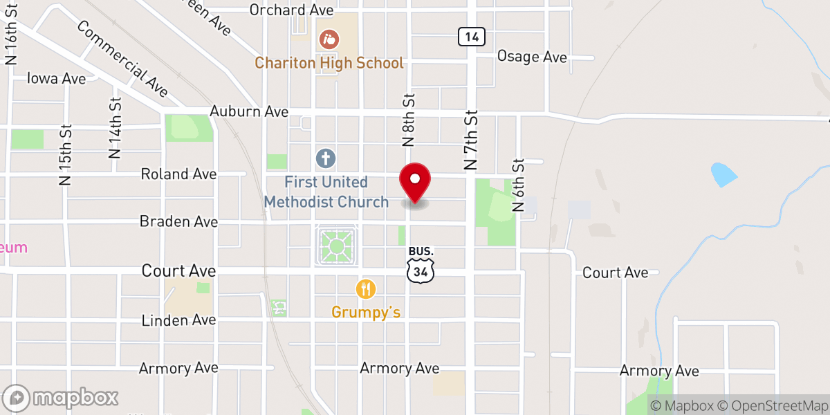 Map showing location of First Presbyterian Church