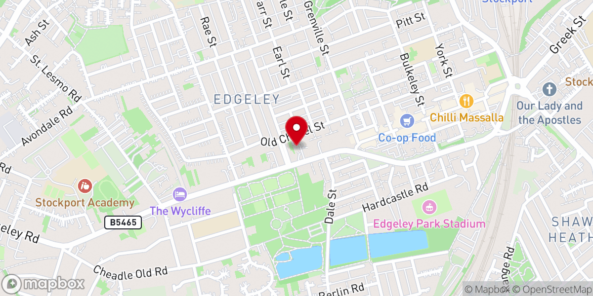 Map showing location of Edgeley Community Church