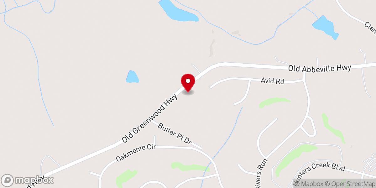 Map showing location of Johns's Creek Baptist Church