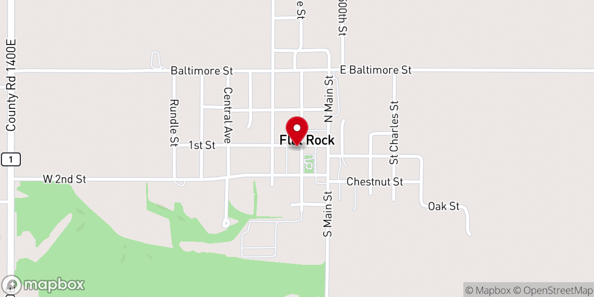 Map showing location of Flat Rock United Methodist Church