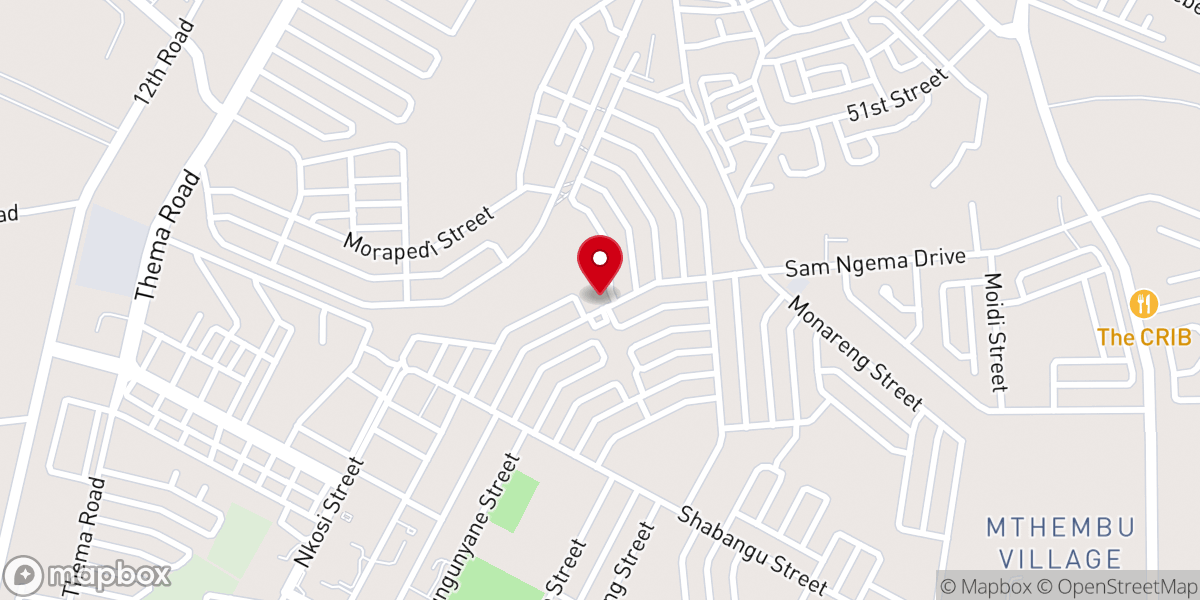 Map showing location of Kristo Inkosi Catholic Church