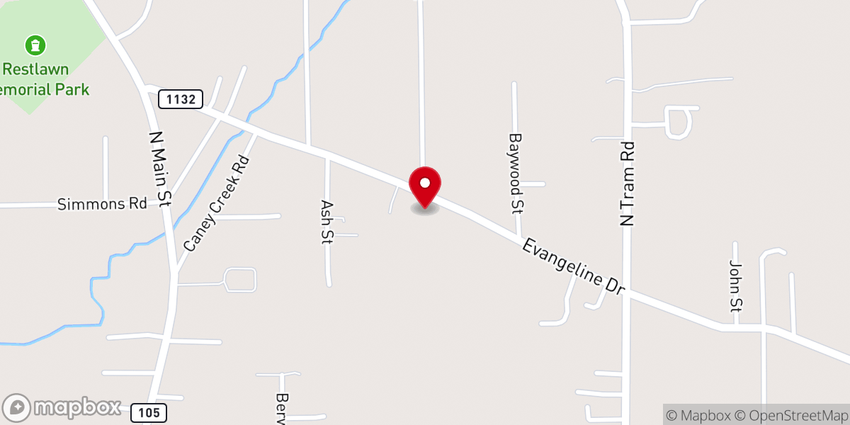 Map showing location of Evangeline Drive Baptist Church