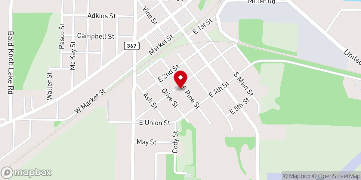 Map showing location of Pleasant Grove Baptist Church