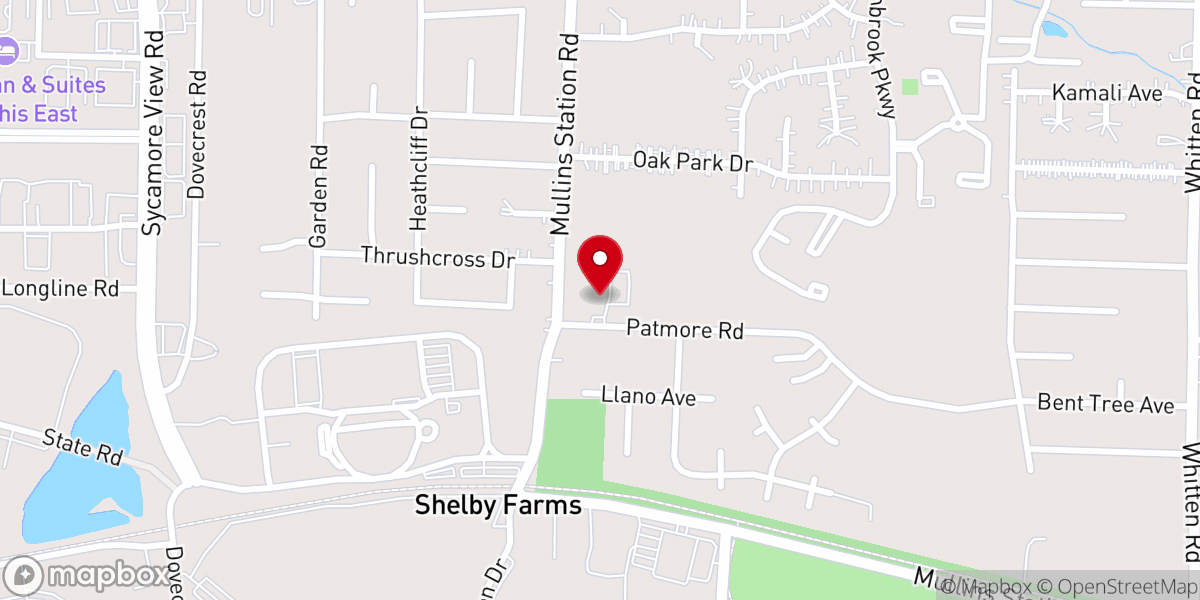 Map showing location of Hope Fellowship Church Memphis