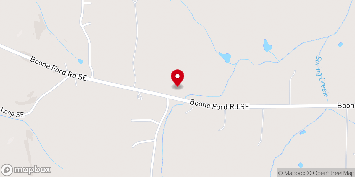 Map showing location of Boone Ford Baptist Church