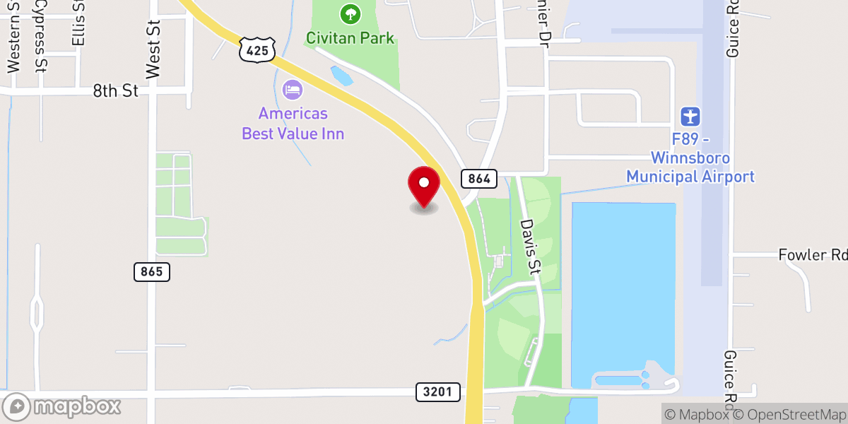 Map showing location of Treasures Flea Market