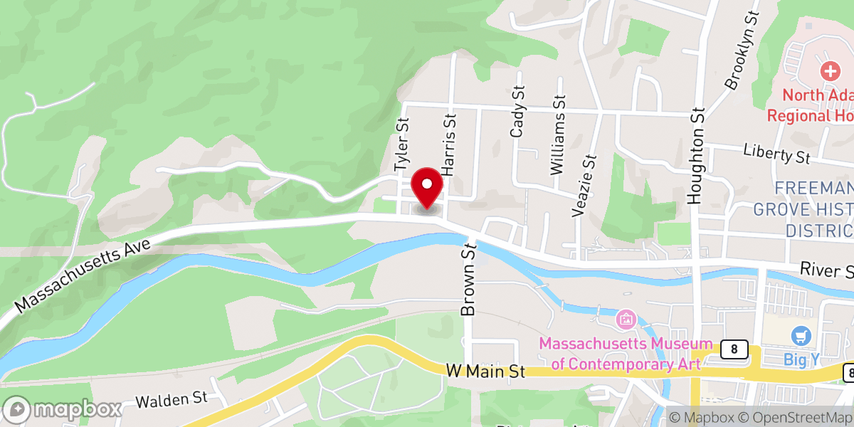Map showing location of The Salvation Army North Adams Corps Community Center