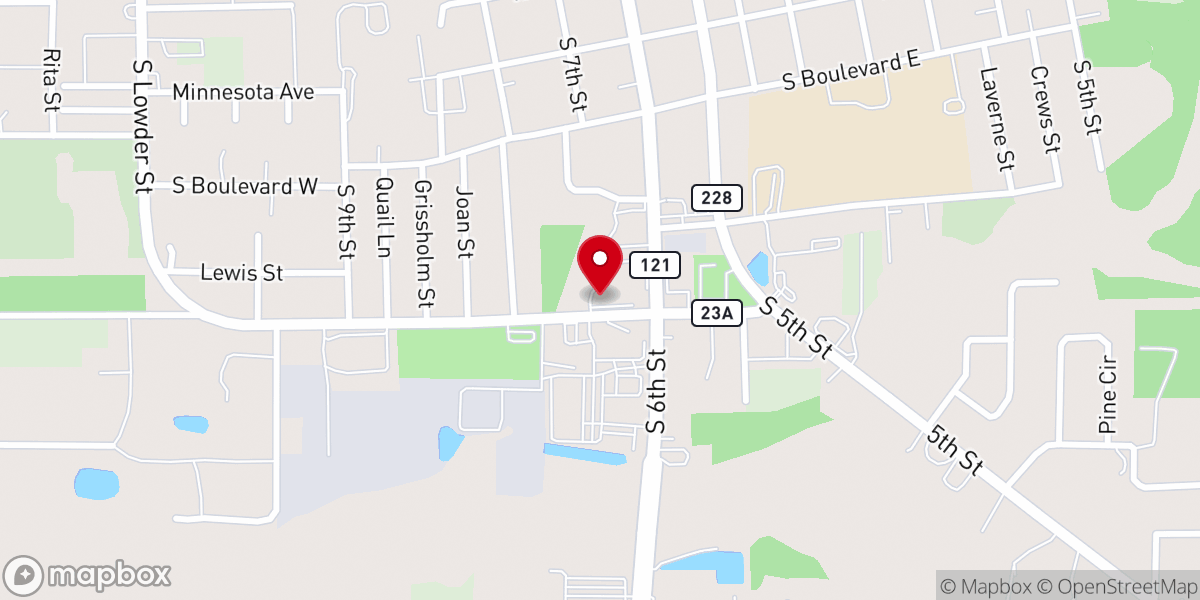 Map showing location of Baker Manor Apartments