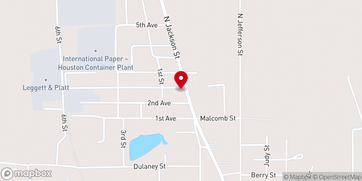Map showing location of N Jackson St Church